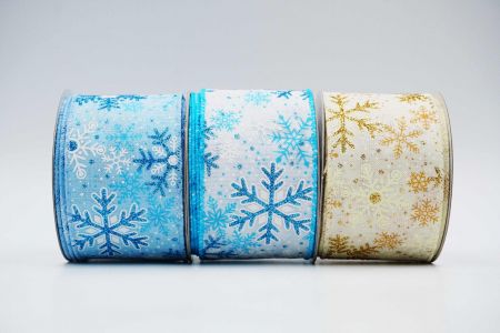 Текстурована стрічка зі сніжинками на дроті_KF7102.KF7103